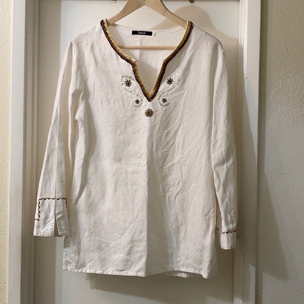 White Sequined Tunic - Sz Small